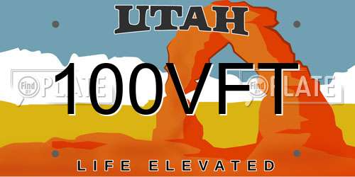 100VFT Utah License Plate