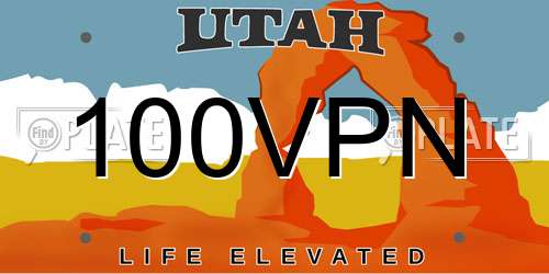 100VPN Utah License Plate