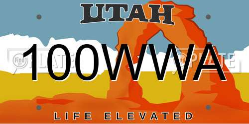 100WWA Utah License Plate
