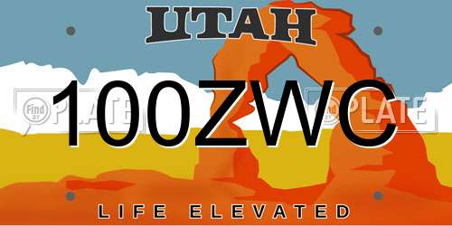 100ZWC Utah License Plate
