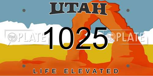 1025 Utah License Plate
