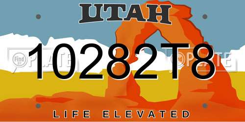 10282T8 Utah License Plate