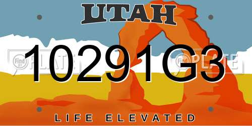 10291G3 Utah License Plate