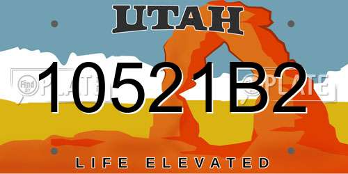 10521B2 Utah License Plate