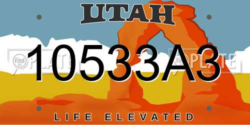 10533A3 Utah License Plate