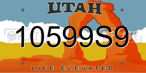 10599S9 Utah License Plate