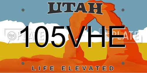 105VHE Utah License Plate