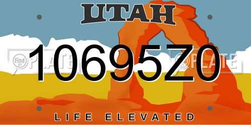 10695Z0 Utah License Plate