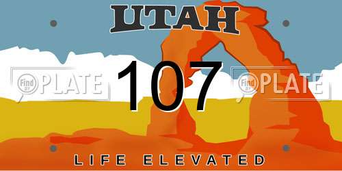 107 Utah License Plate