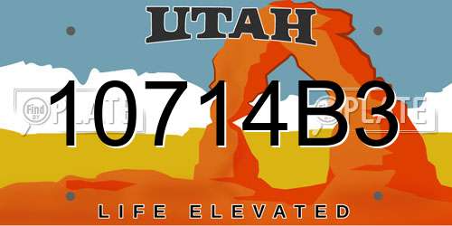 10714B3 Utah License Plate