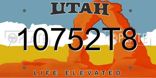 10752T8 Utah License Plate