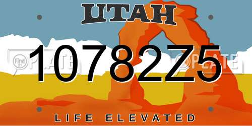 10782Z5 Utah License Plate