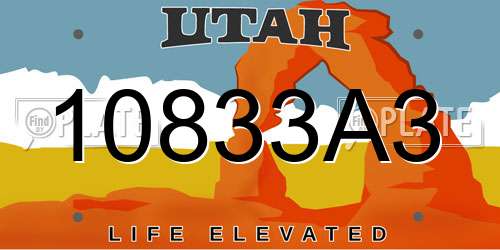 10833A3 Utah License Plate
