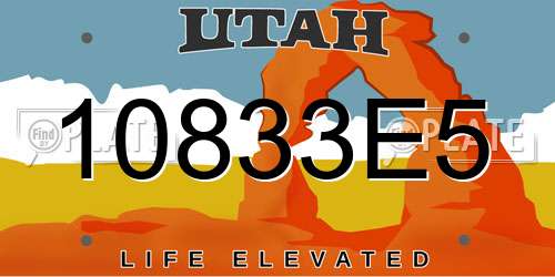 10833E5 Utah License Plate