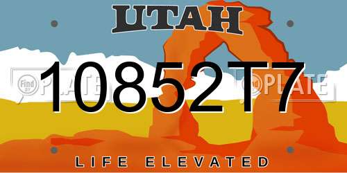 10852T7 Utah License Plate