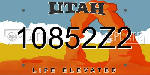 10852Z2 Utah License Plate