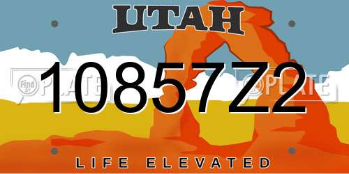10857Z2 Utah License Plate