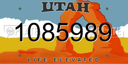 1085989 Utah License Plate