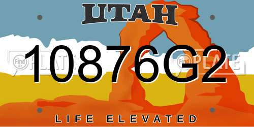 10876G2 Utah License Plate