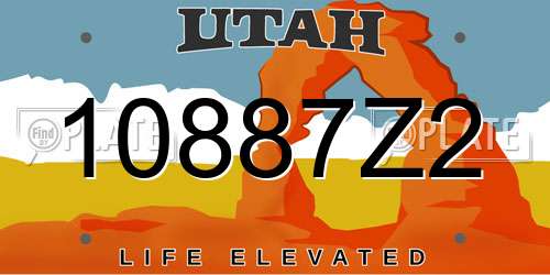 10887Z2 Utah License Plate