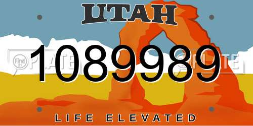 1089989 Utah License Plate