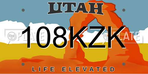 108KZK Utah License Plate