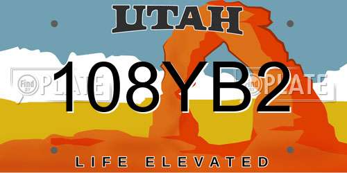 108YB2 Utah License Plate