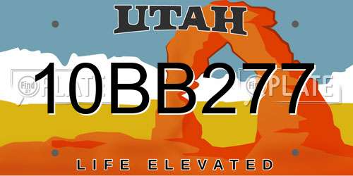 10BB277 Utah License Plate