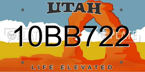10BB722 Utah License Plate