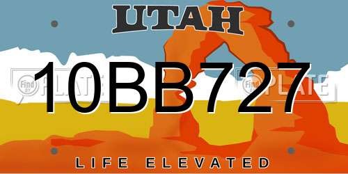 10BB727 Utah License Plate