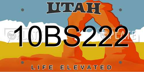 10BS222 Utah License Plate