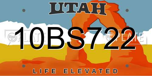 10BS722 Utah License Plate