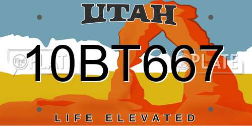 10BT667 Utah License Plate