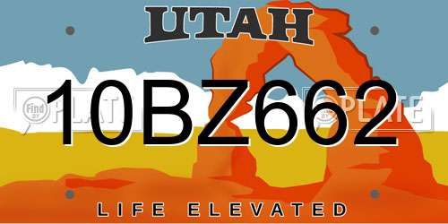 10BZ662 Utah License Plate
