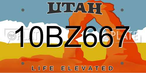 10BZ667 Utah License Plate