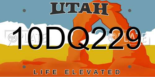 10DQ229 Utah License Plate