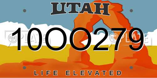10OO279 Utah License Plate