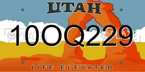 10OQ229 Utah License Plate