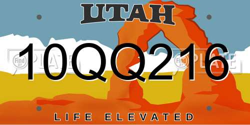 10QQ216 Utah License Plate