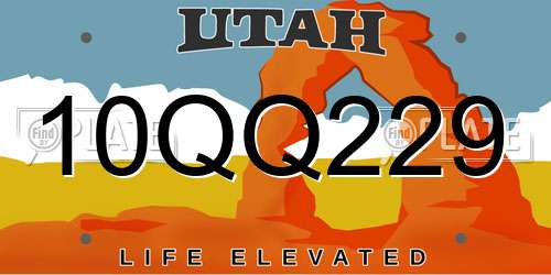 10QQ229 Utah License Plate