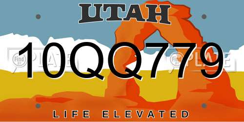 10QQ779 Utah License Plate