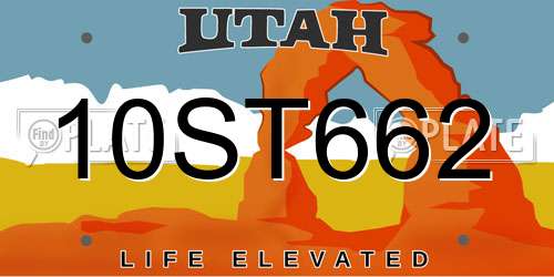 10ST662 Utah License Plate