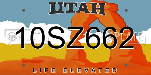 10SZ662 Utah License Plate