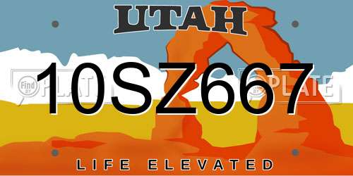 10SZ667 Utah License Plate
