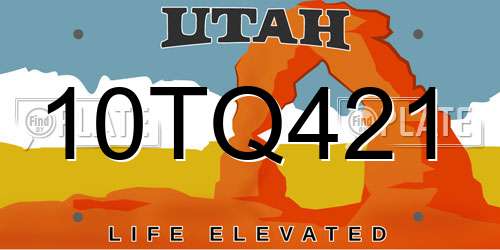 10TQ421 Utah License Plate