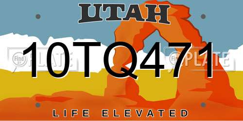 10TQ471 Utah License Plate