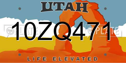 10ZQ471 Utah License Plate