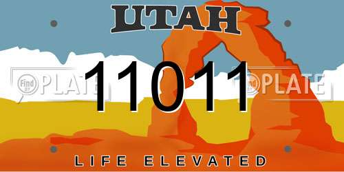 11011 Utah License Plate