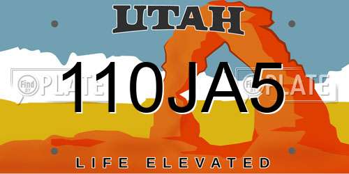 110JA5 Utah License Plate