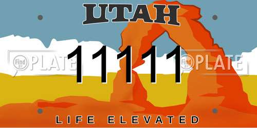 11111 Utah License Plate
